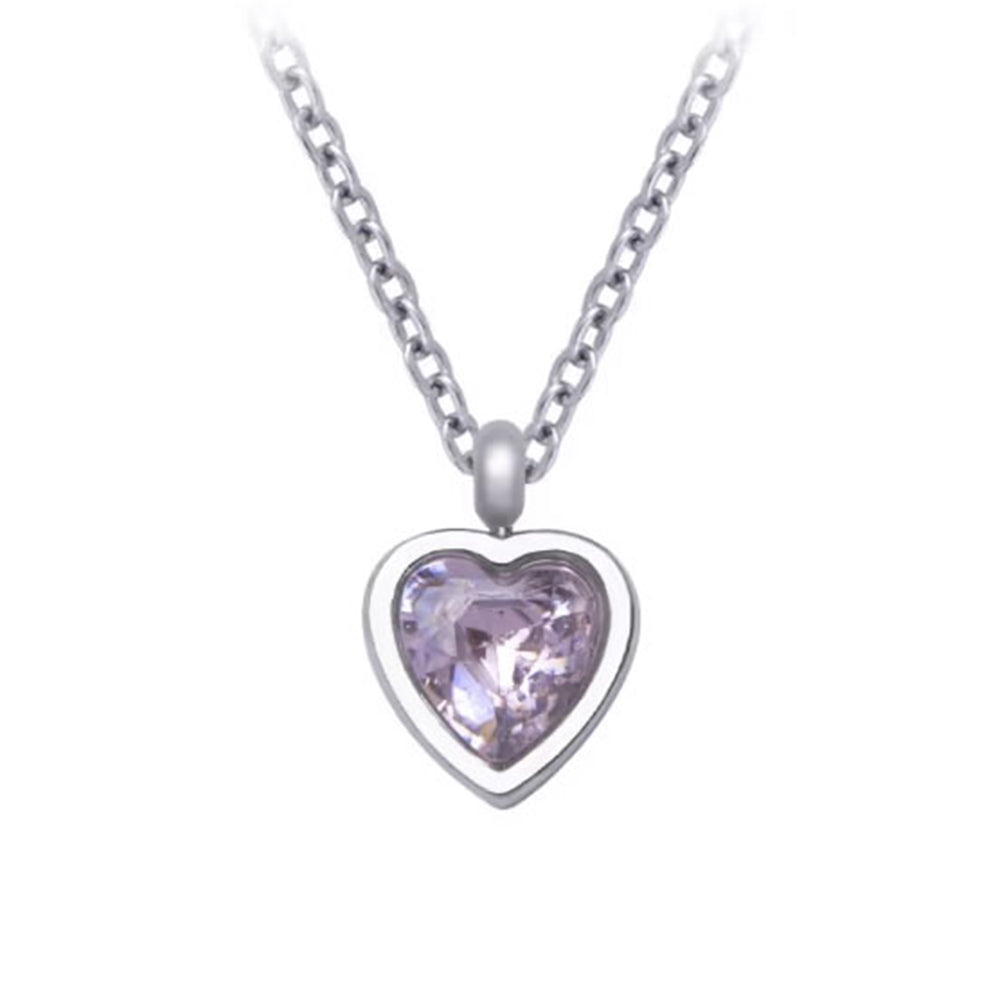 Heart necklace heart with pink crystal