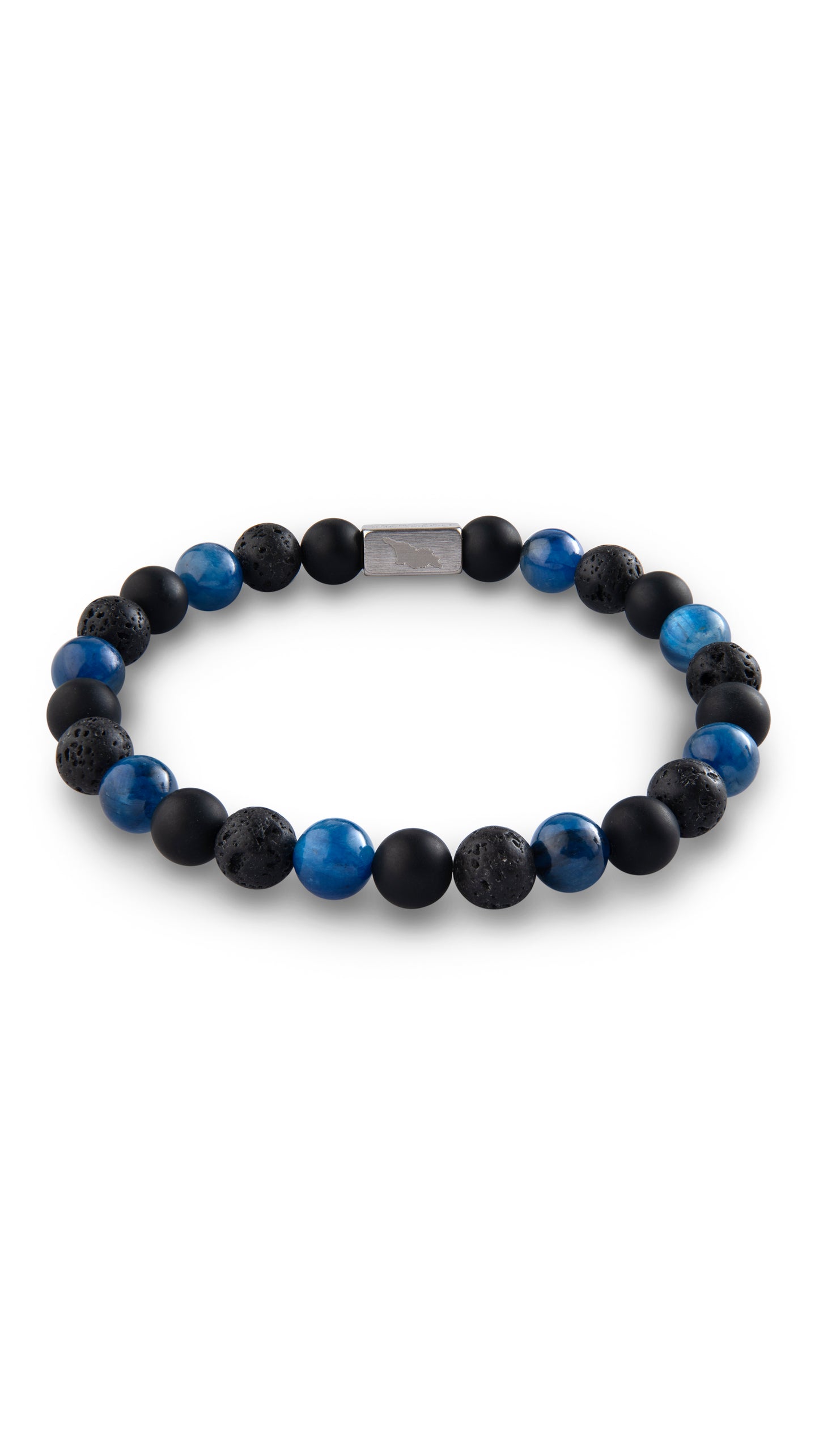 Kyanite, black agate, lava stone