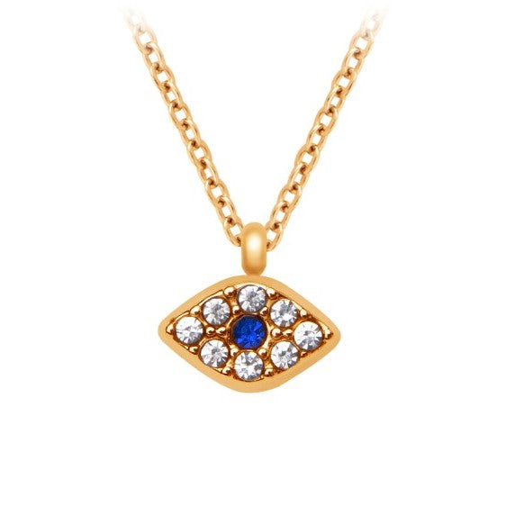 Heart necklace with blue and white zircons