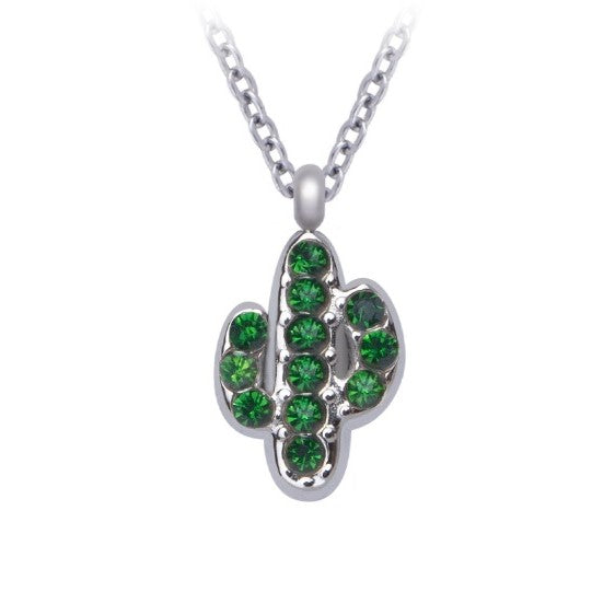 Cactus necklace with green zircons