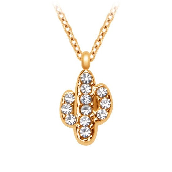 Cactus necklace with white zircons