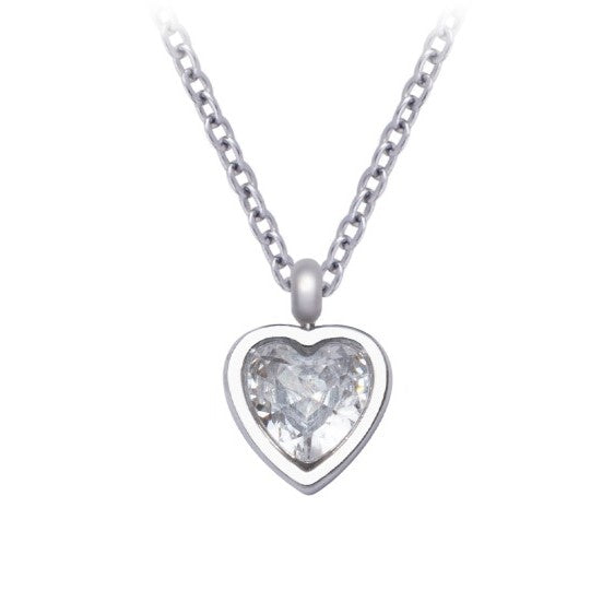 Heart necklace heart with white crystal