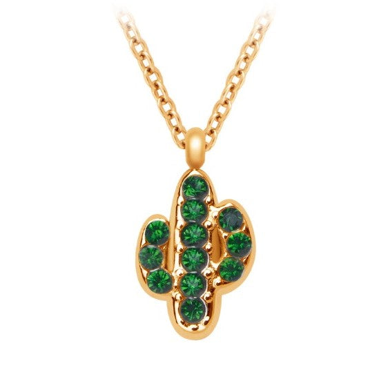 Cactus necklace with green zircons