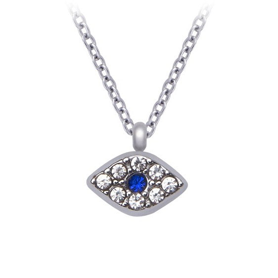 Heart necklace with blue and white zircons