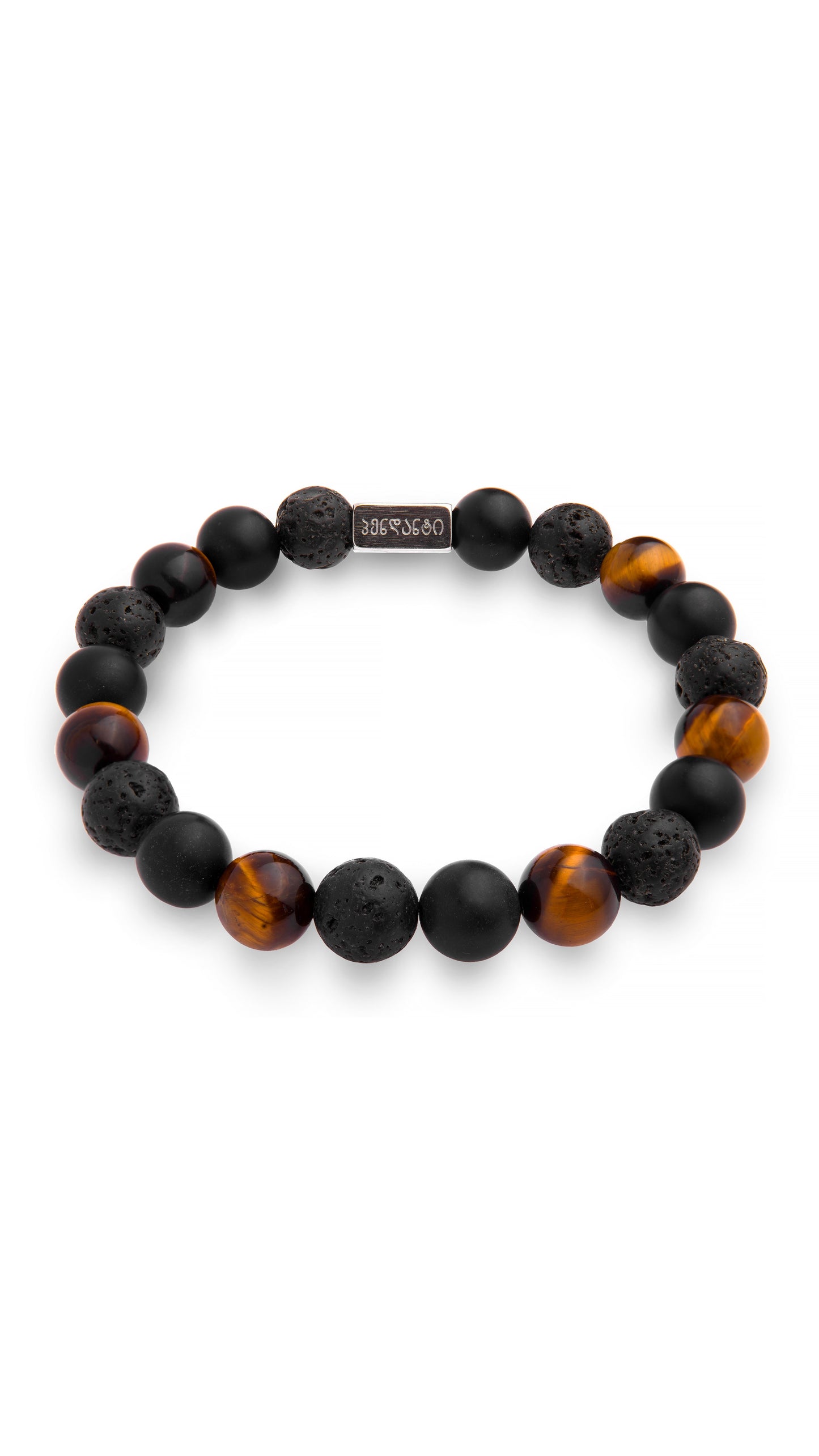 Tiger's eye, black agate, lava stone