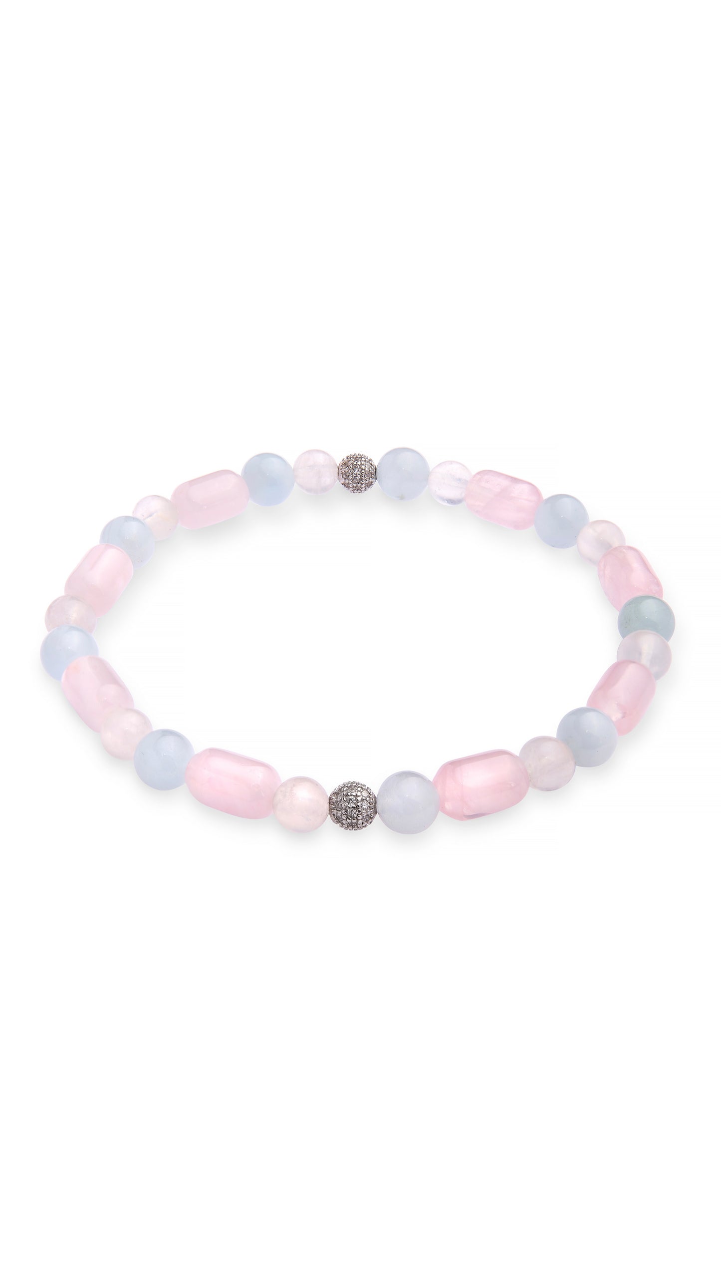 Rose quartz, aquamarine, moonstone