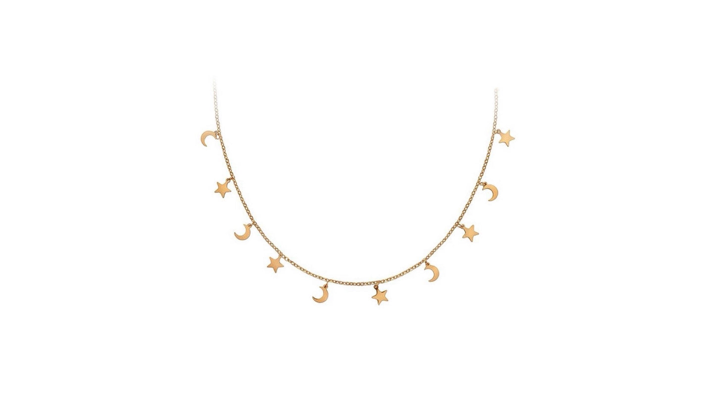Necklace with moons and stars