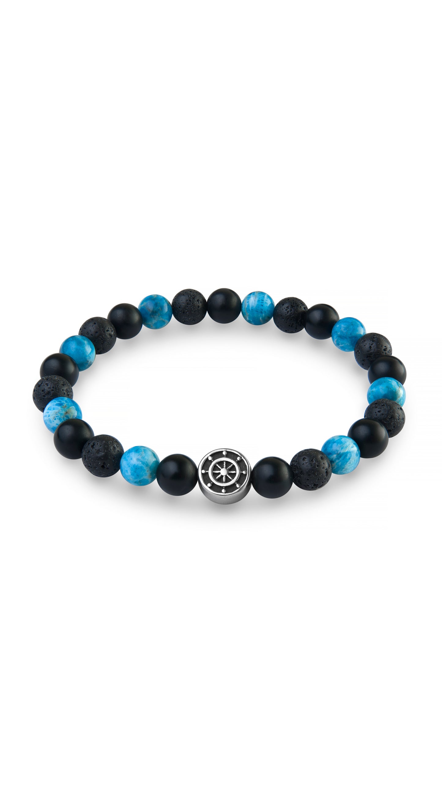 Apatite, black agate, lava stone