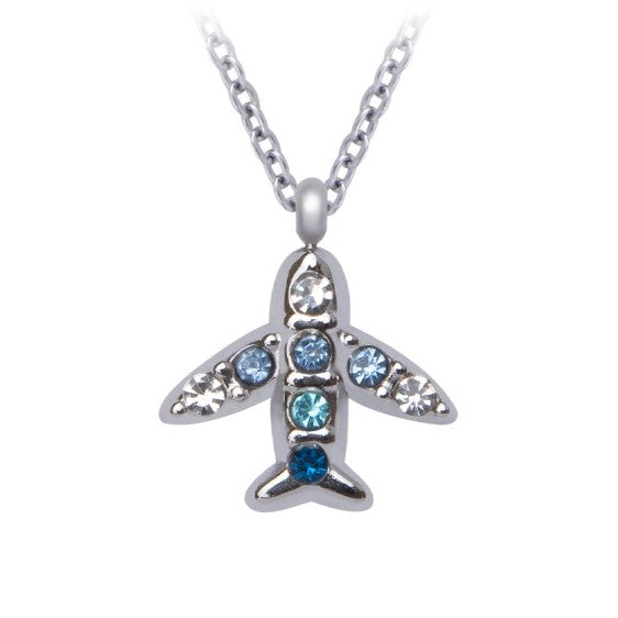 Plane necklace with blue zircons
