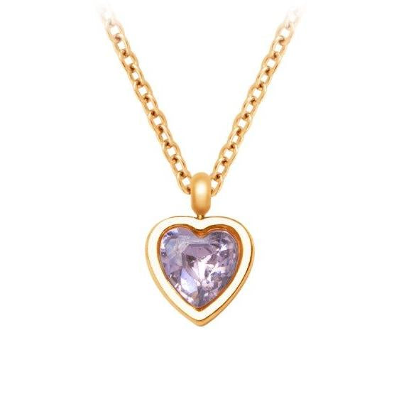 Heart necklace heart with pink crystal