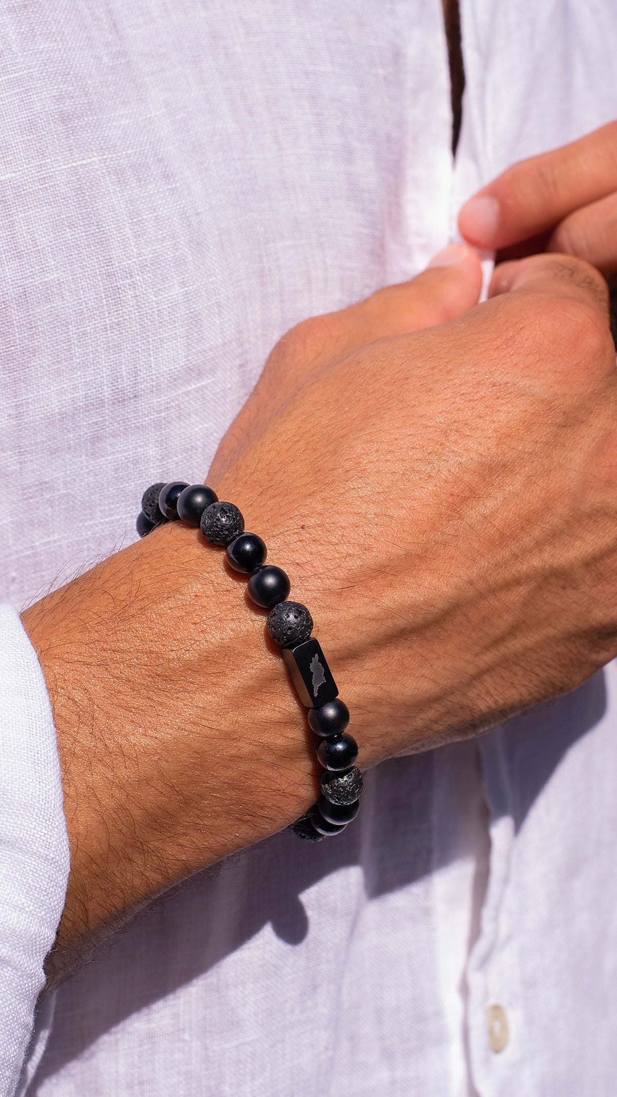 Black tourmaline, black agate, lava stone