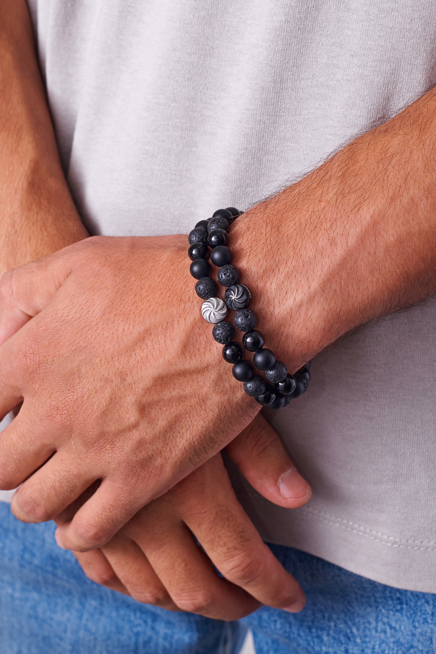 Black tourmaline, black agate, lava stone