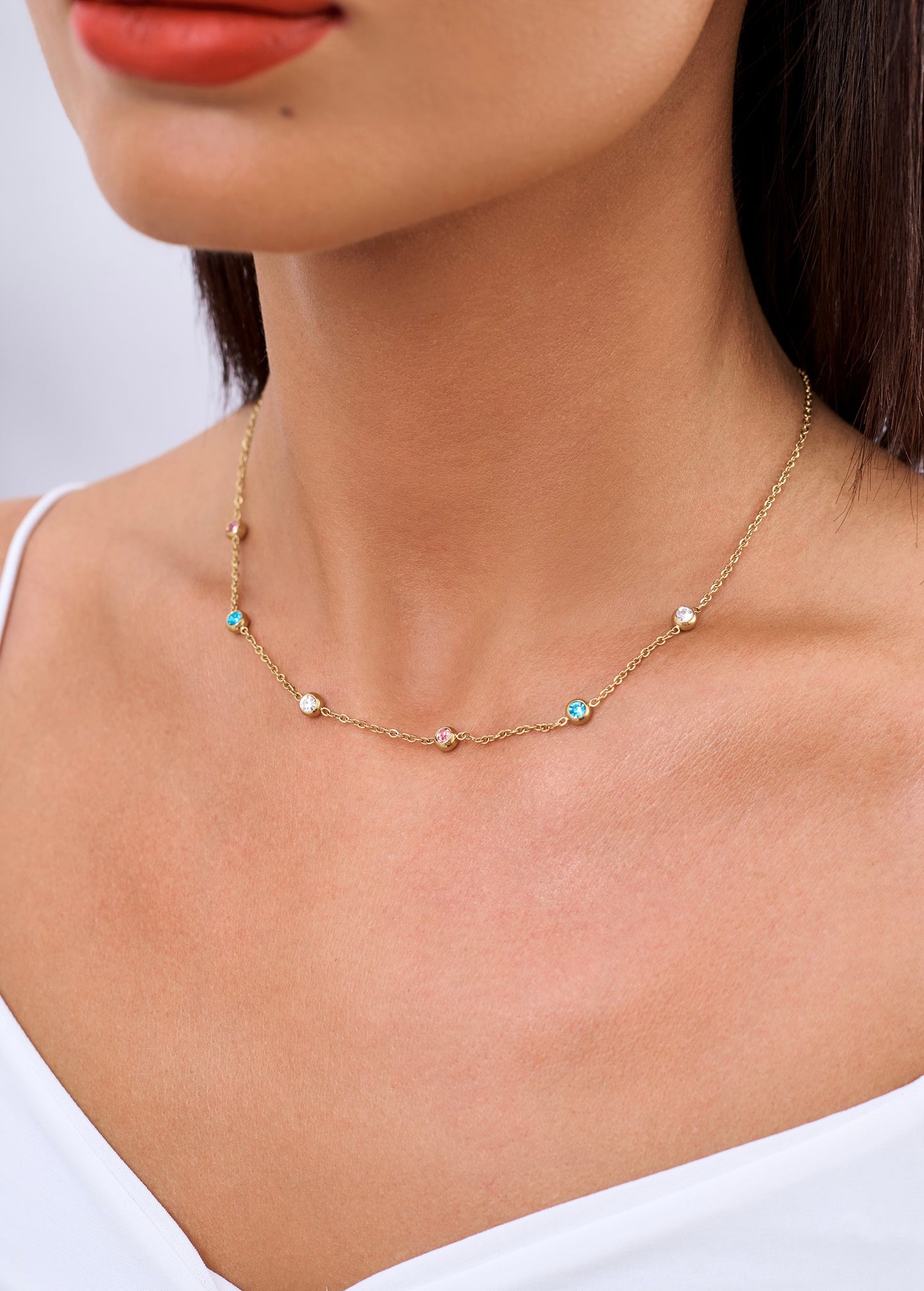 Gold-plated crystal necklace