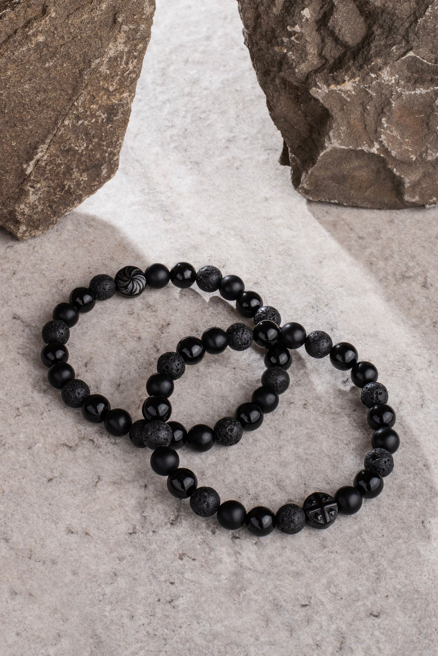 Black tourmaline, black agate, lava stone