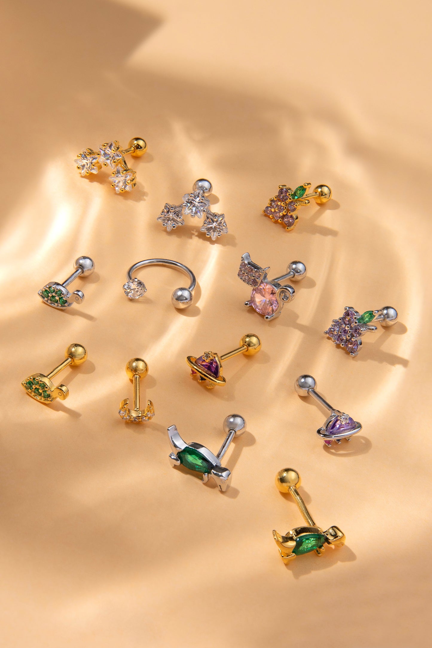 Silver earring piercing dinosaur