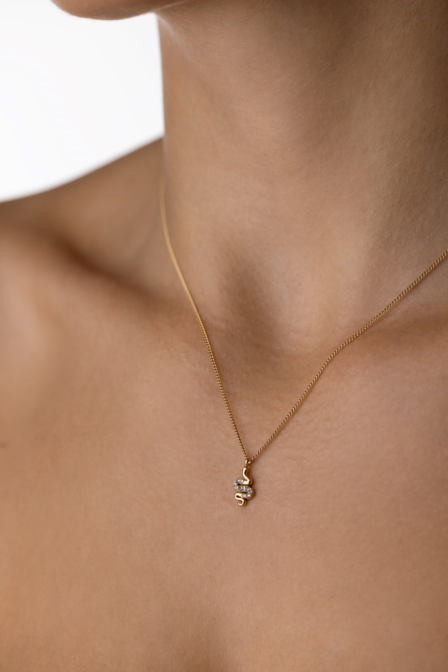 Snake necklace with zircons