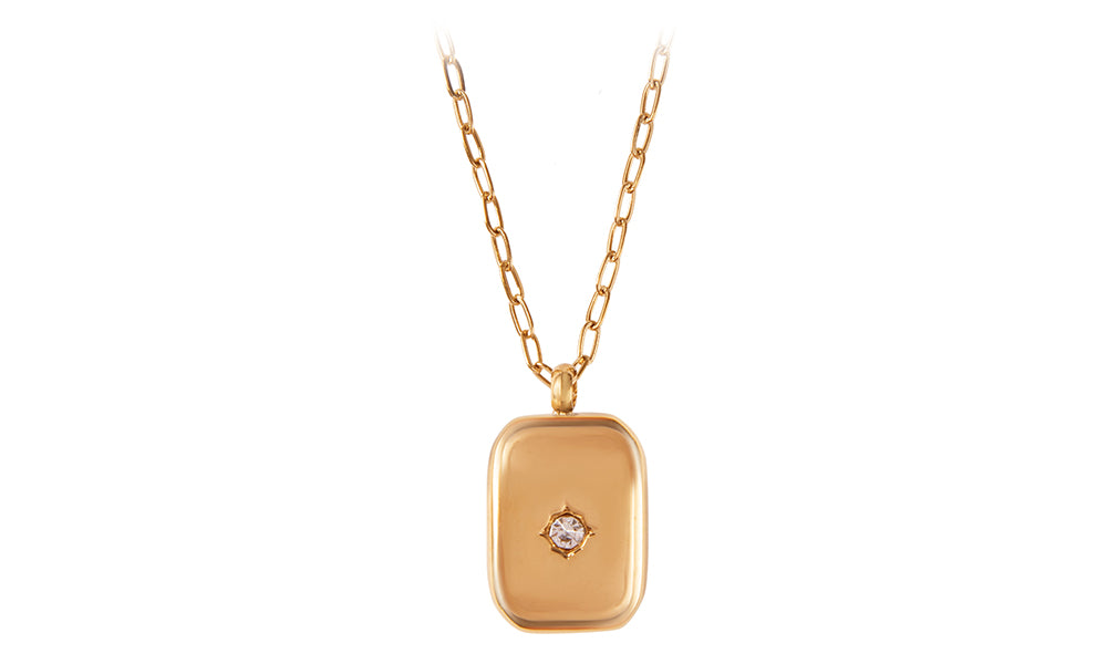 Rectangular necklace with crystal