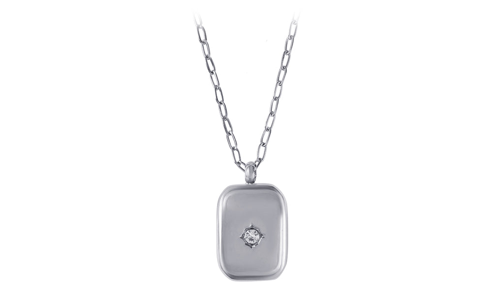 Rectangular necklace with crystal