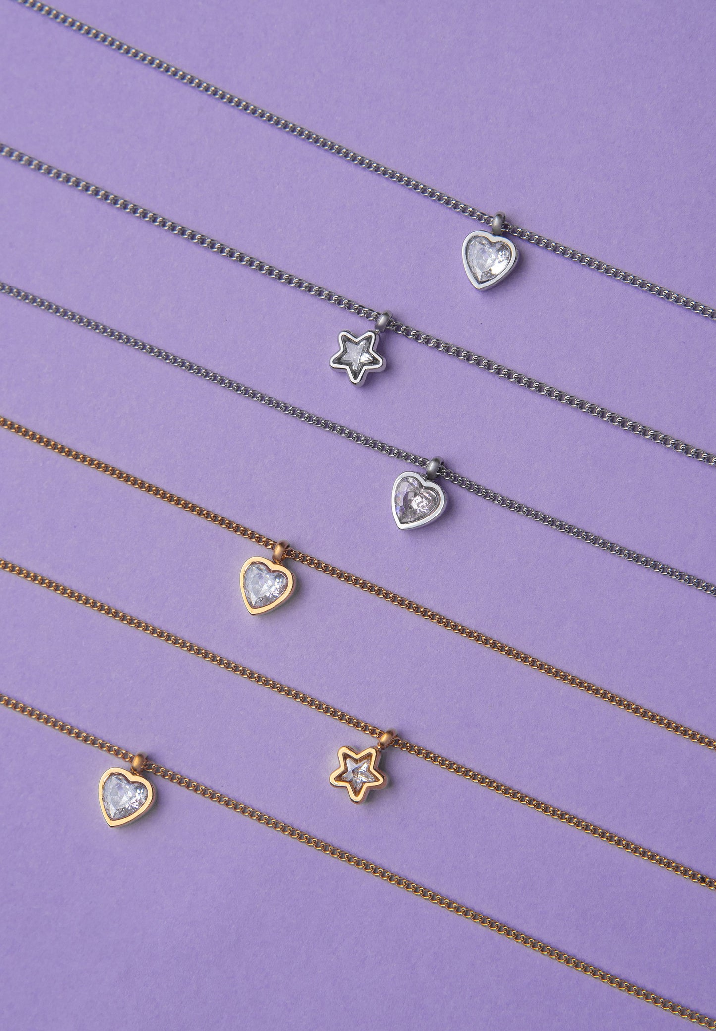 Heart  necklace heart with pink crystal