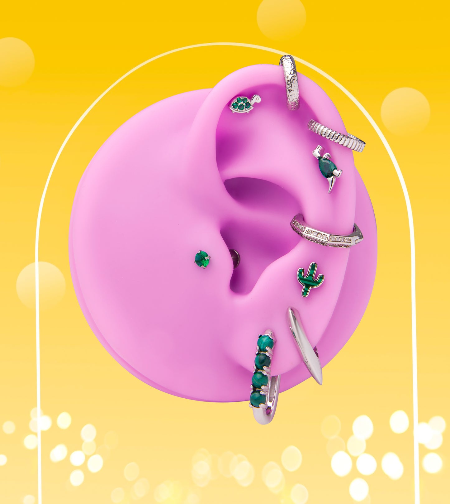 Silver earring piercing dinosaur