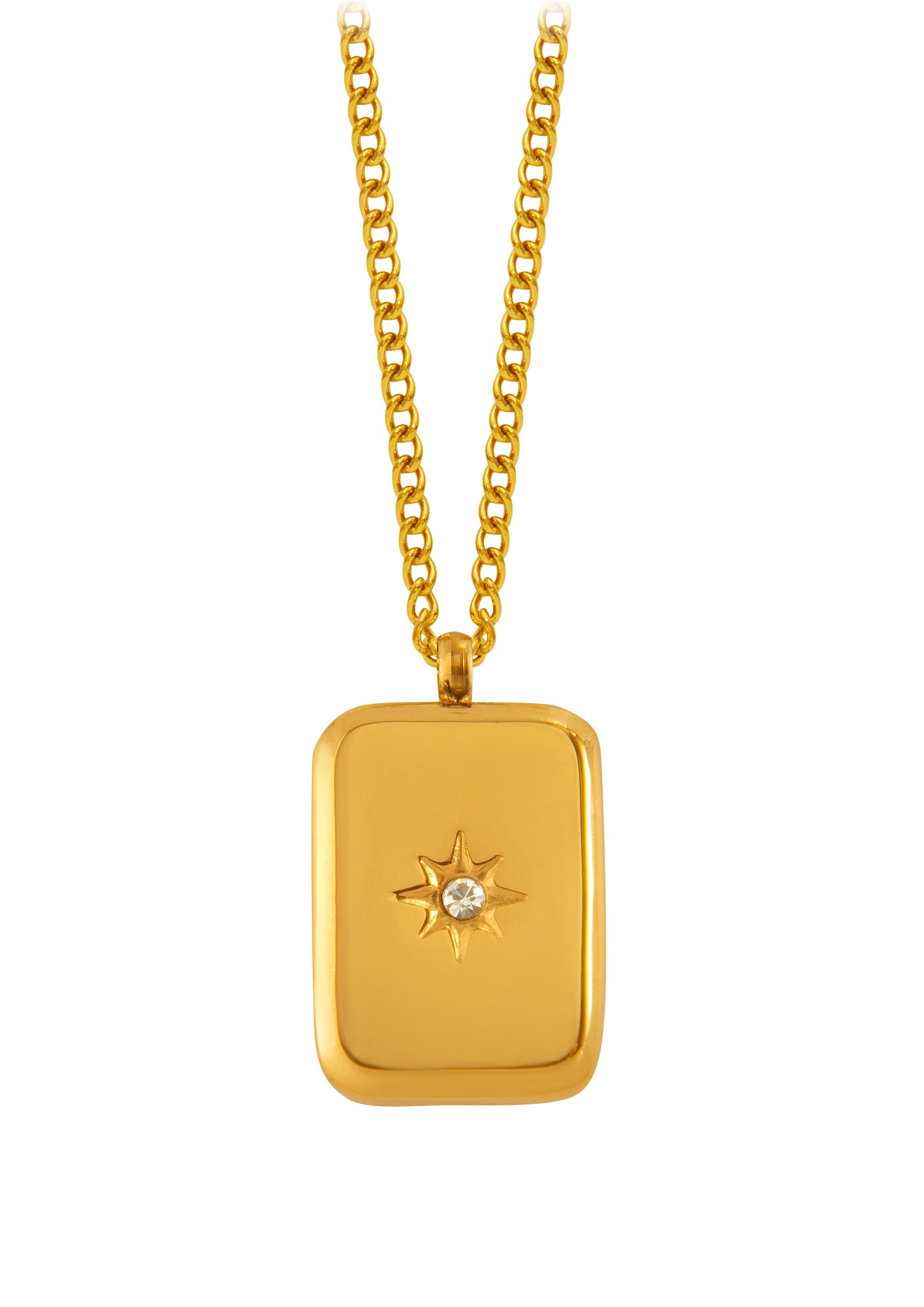 Rectangular necklace with crystal