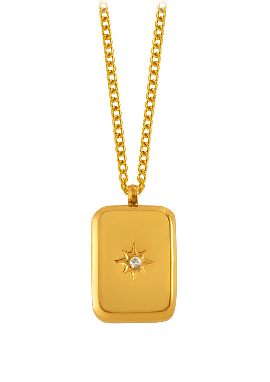 Rectangular necklace with crystal