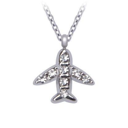 Plane necklace with white zircons