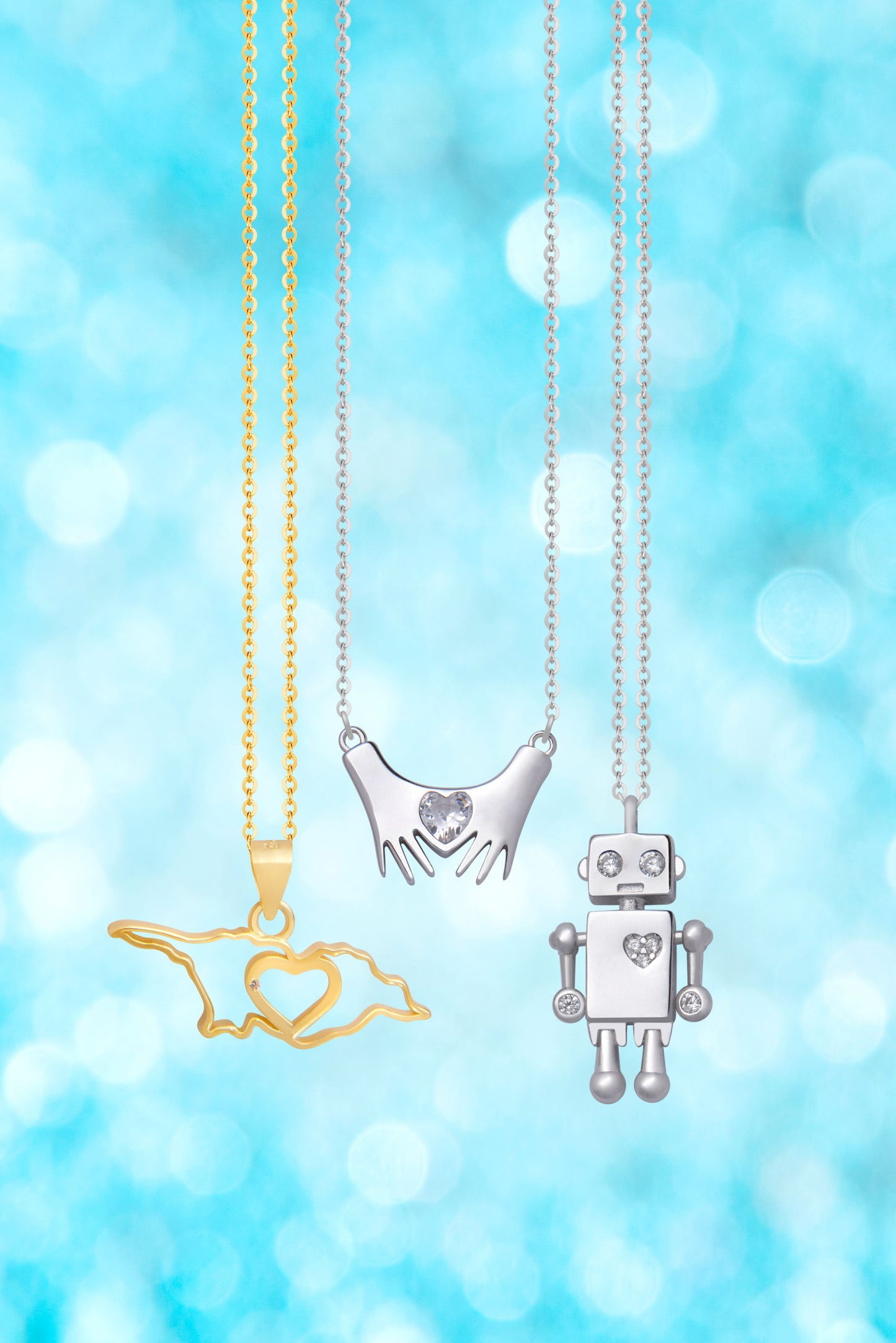 Silver necklace robot