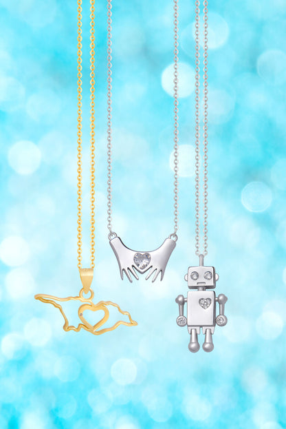 Silver necklace robot