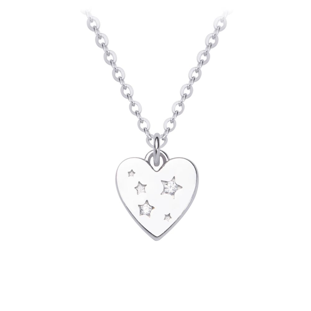 Silver necklace heart with stars