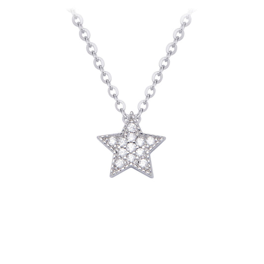 Silver necklace with star zircons