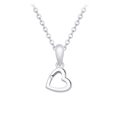 Silver necklace open heart