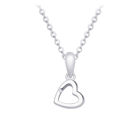 Silver necklace open heart