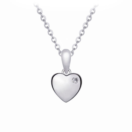 Silver necklace heart with zircon