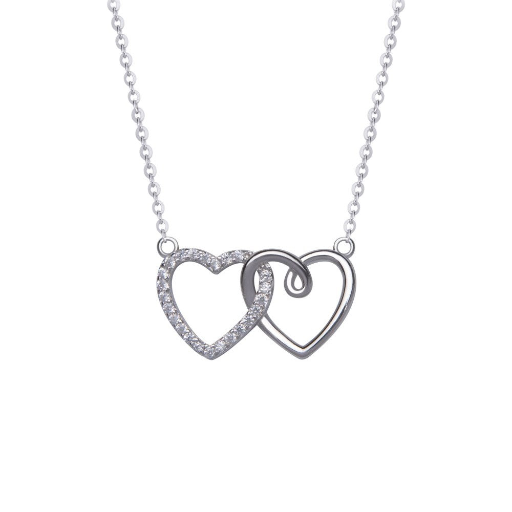 Silver necklace with intertwined hearts