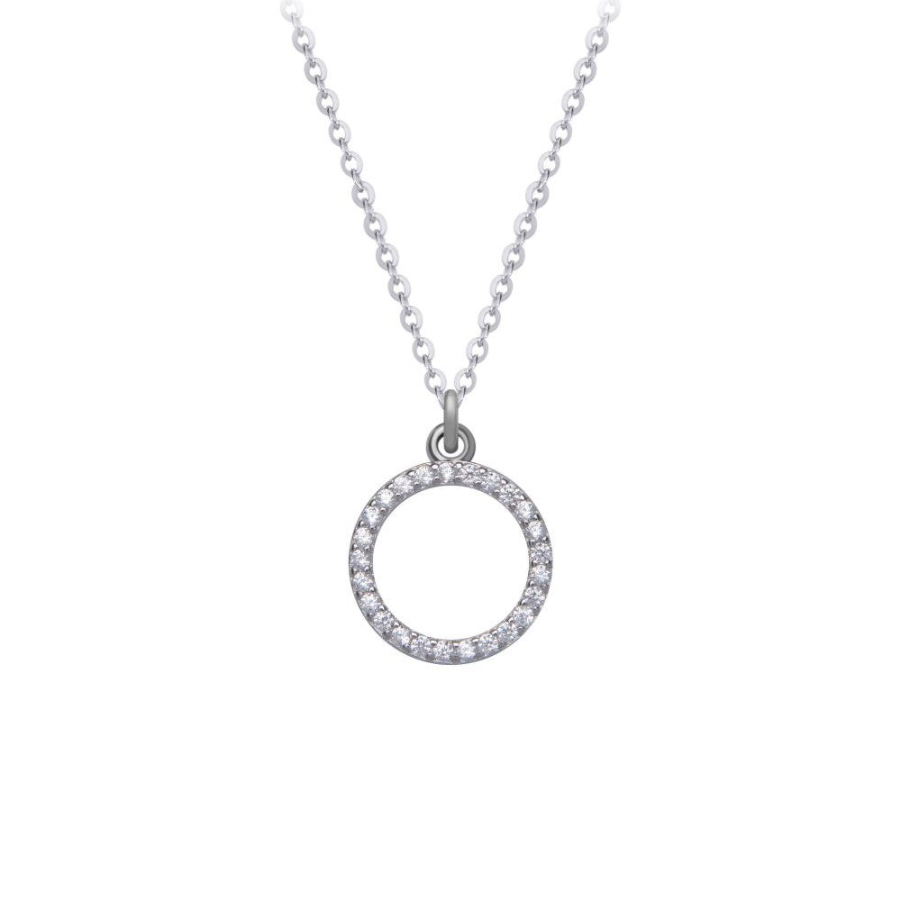 Silver necklace circle with zircons