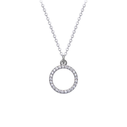 Silver necklace circle with zircons