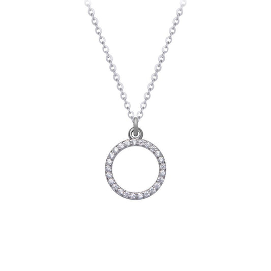 Silver necklace circle with zircons