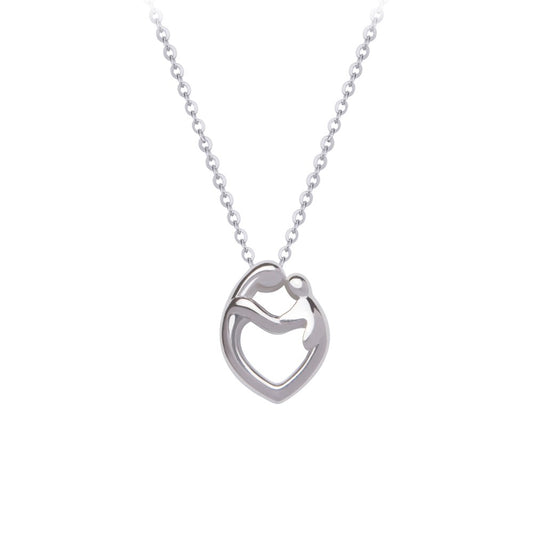 Mother-daughter silver necklace