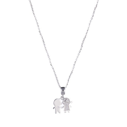 Silver necklace girl and boy