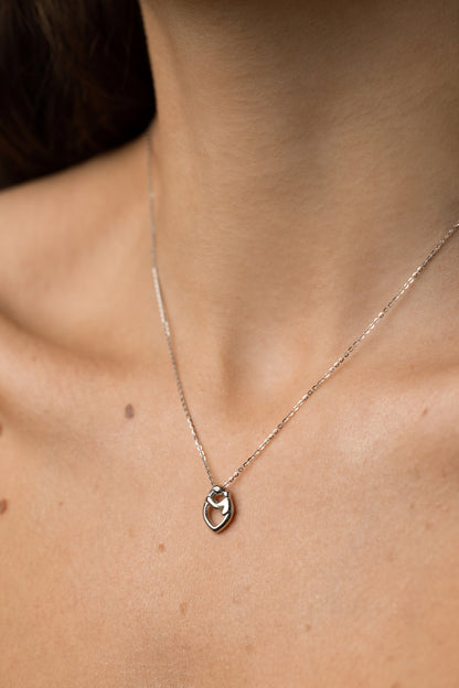 Mother-daughter silver necklace