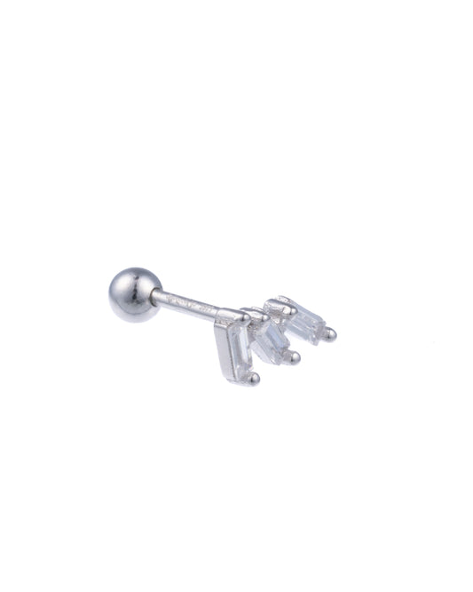 Silver earring piercing