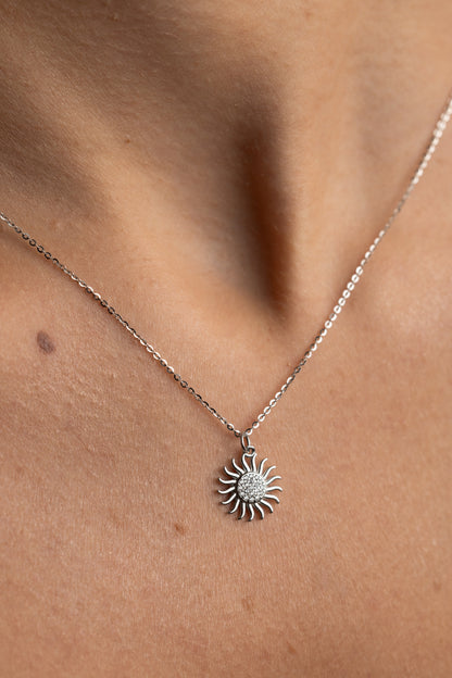 Silver necklace sun